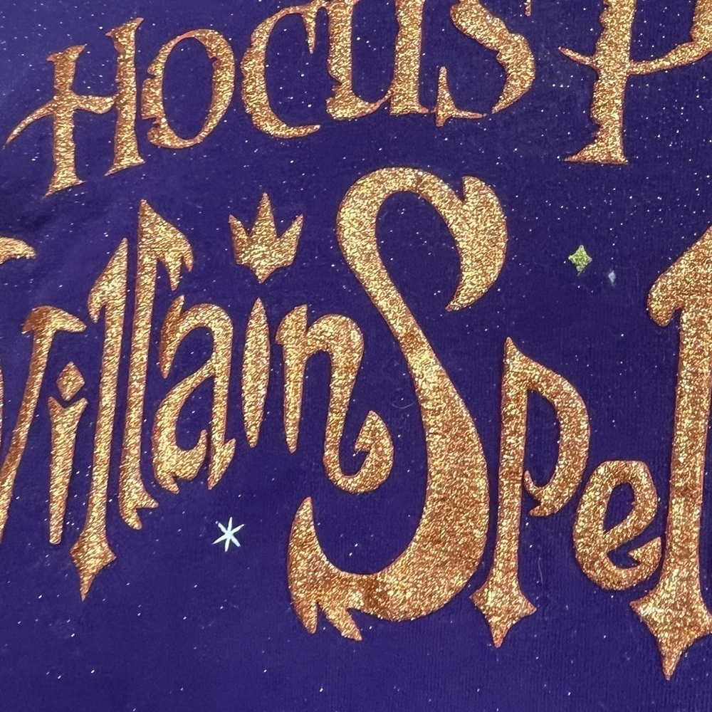 Disney Spirit Jersey Hocus Pocus Sz XS Purple Sparkly Oversized Villanspell - Picture 14 of 16